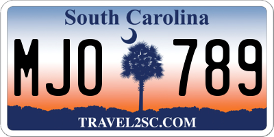 SC license plate MJO789