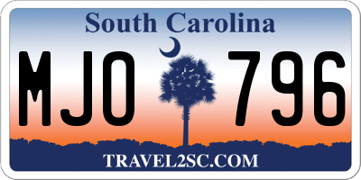 SC license plate MJO796