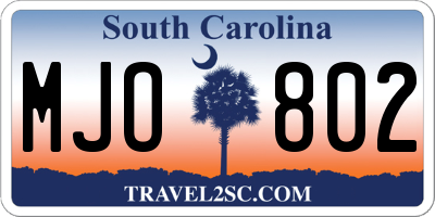 SC license plate MJO802