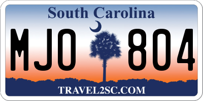 SC license plate MJO804