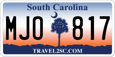 SC license plate MJO817
