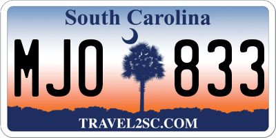SC license plate MJO833