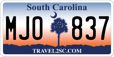 SC license plate MJO837