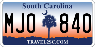 SC license plate MJO840
