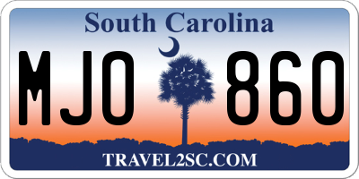 SC license plate MJO860