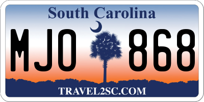 SC license plate MJO868