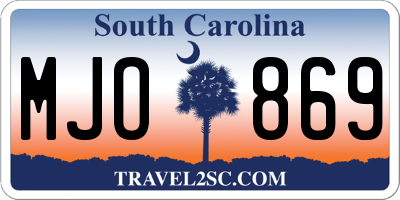 SC license plate MJO869