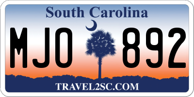 SC license plate MJO892