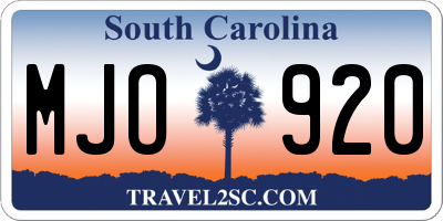 SC license plate MJO920