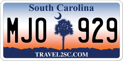 SC license plate MJO929