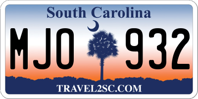 SC license plate MJO932