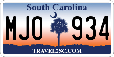 SC license plate MJO934