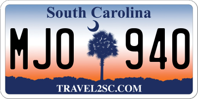 SC license plate MJO940