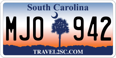 SC license plate MJO942