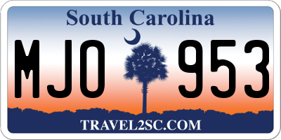 SC license plate MJO953