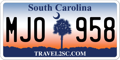 SC license plate MJO958