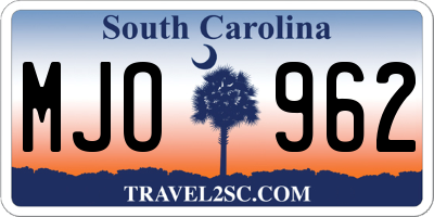 SC license plate MJO962