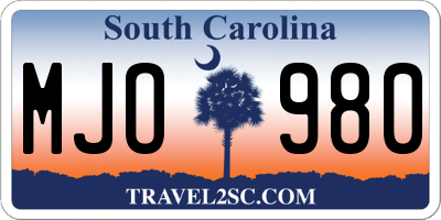 SC license plate MJO980