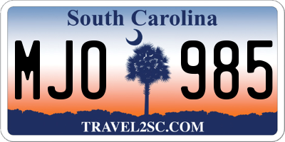 SC license plate MJO985