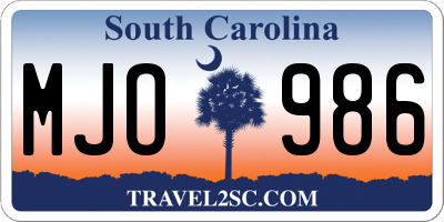 SC license plate MJO986