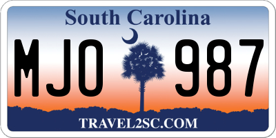 SC license plate MJO987