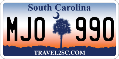SC license plate MJO990