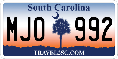 SC license plate MJO992