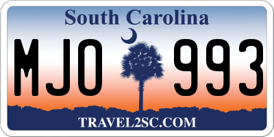 SC license plate MJO993