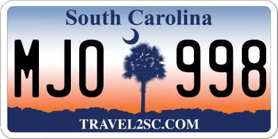 SC license plate MJO998
