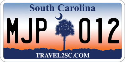 SC license plate MJP012