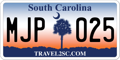 SC license plate MJP025