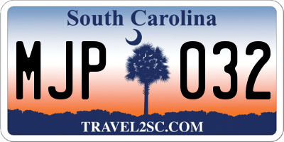 SC license plate MJP032