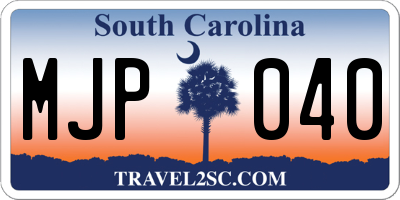 SC license plate MJP040