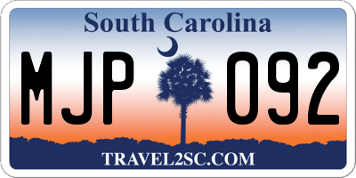 SC license plate MJP092