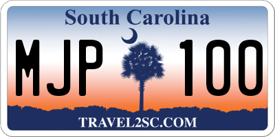 SC license plate MJP100