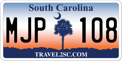 SC license plate MJP108