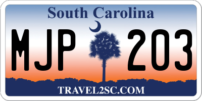 SC license plate MJP203