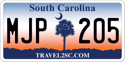 SC license plate MJP205