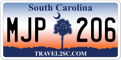 SC license plate MJP206