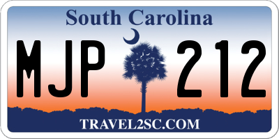 SC license plate MJP212