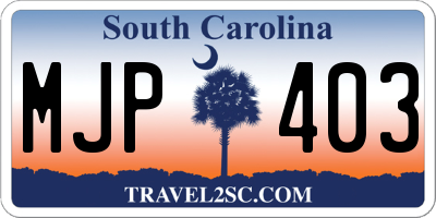 SC license plate MJP403