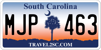SC license plate MJP463