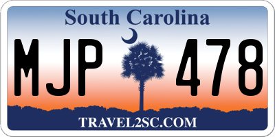 SC license plate MJP478