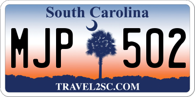 SC license plate MJP502