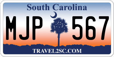 SC license plate MJP567