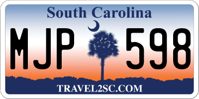 SC license plate MJP598