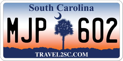 SC license plate MJP602