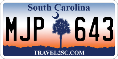 SC license plate MJP643