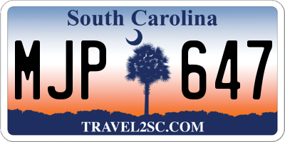 SC license plate MJP647