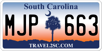 SC license plate MJP663